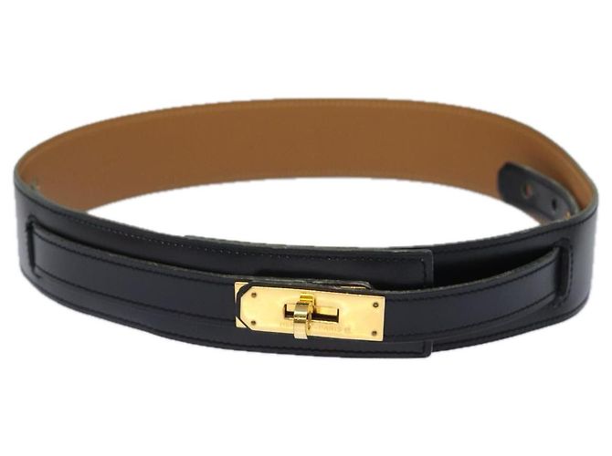 Hermès HERMES Kelly Gürtel Leder 33,9"" schwarz Auth 81121 - Ansicht 13
