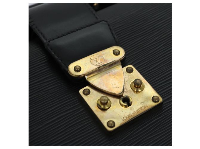 LOUIS VUITTON Epi Serviette Fermoir Borsa Business Nera M54352 LV Auth 80273 Nero - vista 10