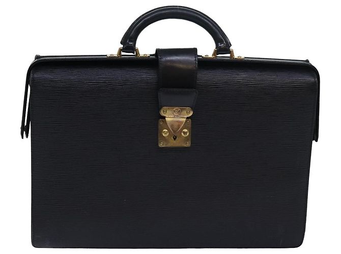 LOUIS VUITTON Epi Serviette Fermoir Borsa Business Nera M54352 LV Auth 80273 Nero - vista 13