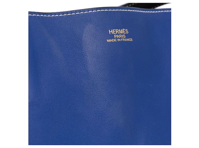 Borsa tote Double Sens 36 in pelle Clemence blu Hermès - vista 10