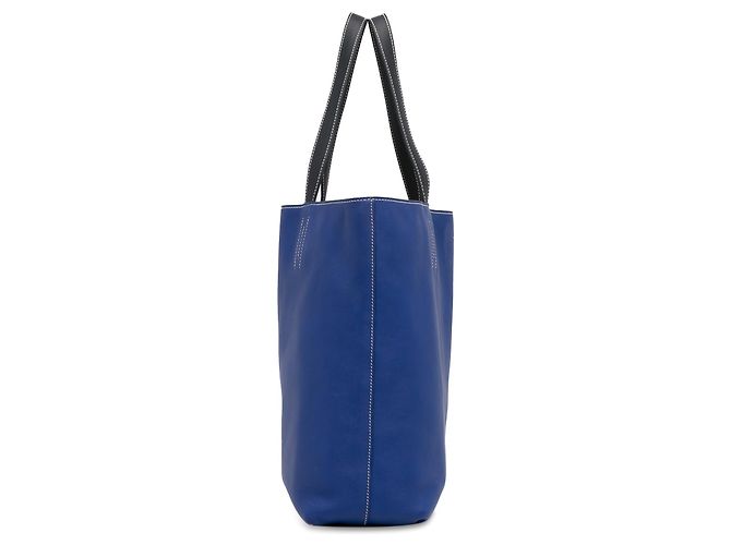 Borsa tote Double Sens 36 in pelle Clemence blu Hermès - vista 3