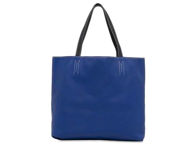 Borsa tote Double Sens 36 in pelle Clemence blu Hermès - vista 4