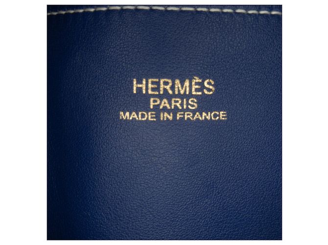 Borsa tote Double Sens 36 in pelle Clemence blu Hermès - vista 7