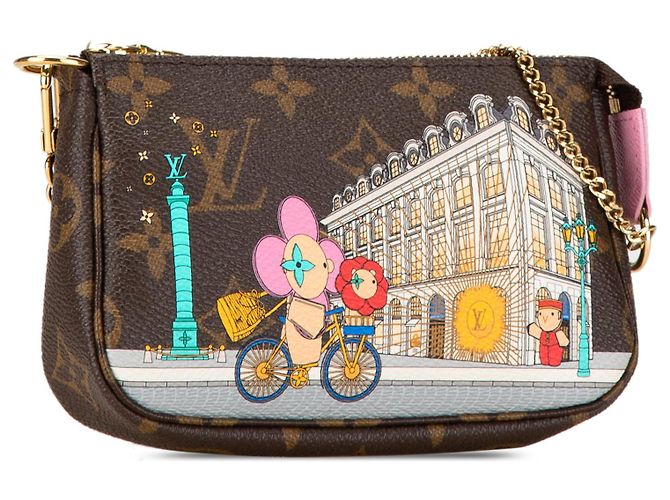 Mini Pochette Accessoires Handtasche Louis Vuitton Monogram Vivienne in Braun in Paris - Ansicht 2