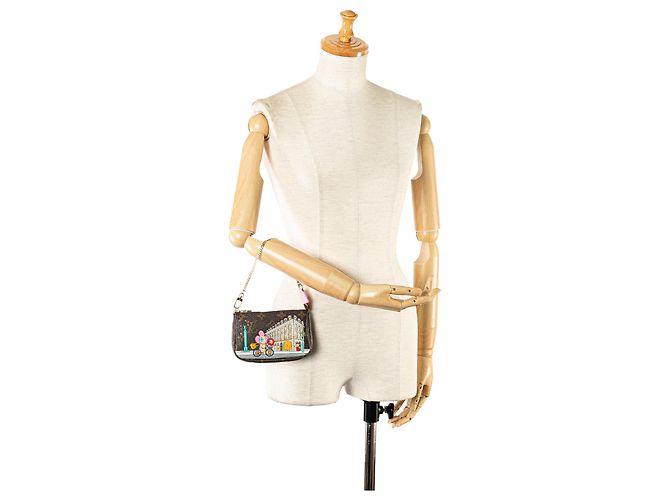 Mini Pochette Accessoires Handtasche Louis Vuitton Monogram Vivienne in Braun in Paris - Ansicht 9