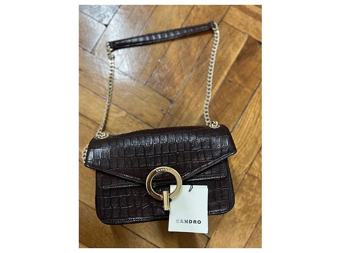 Borsa Sandro in pelliccia marrone scuro - vista 2