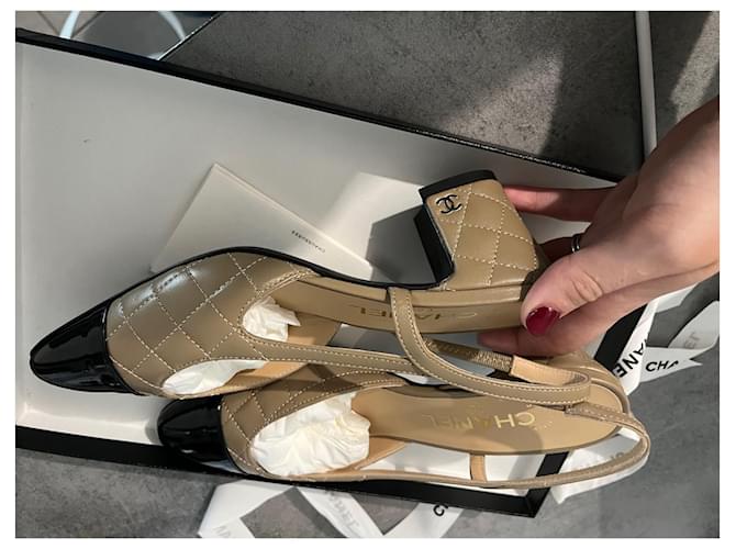 Cambon Slingback trapuntata Chanel Beige - vista 2