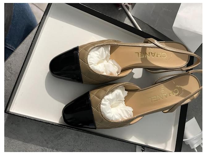 Cambon Slingback trapuntata Chanel Beige - vista 3