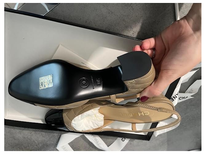 Cambon Slingback trapuntata Chanel Beige - vista 4
