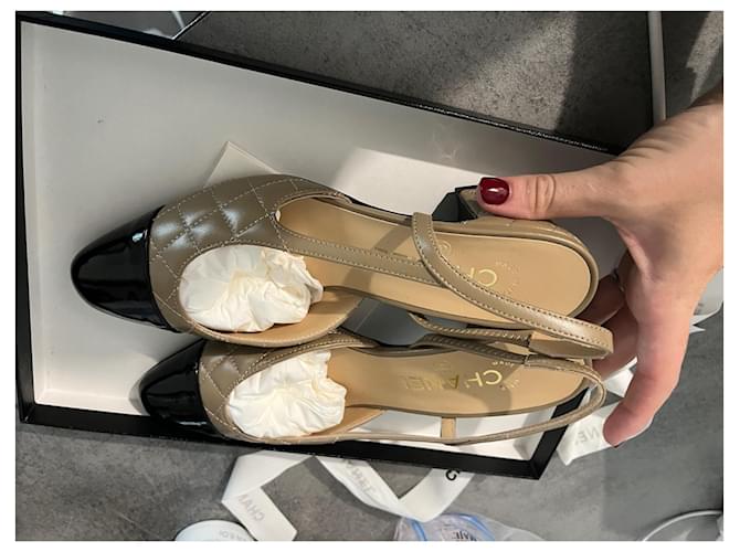 Cambon Slingback trapuntata Chanel Beige - vista 5