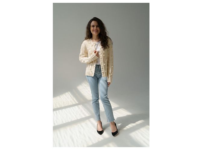 Christian Dior 2005 & John Galliano Wollcardigan IT 44 Beige - Ansicht 2