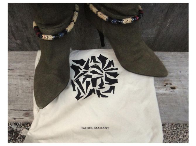 Isabel Marant Stiefel Khaki Leder und Canvas - Ansicht 3
