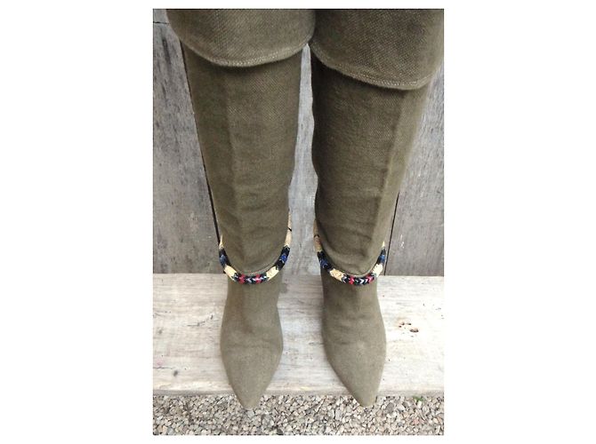 Isabel Marant Stiefel Khaki Leder und Canvas - Ansicht 4