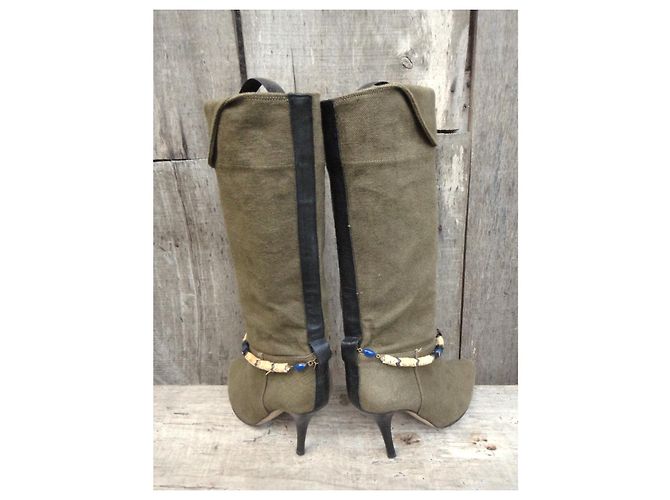 Isabel Marant Stiefel Khaki Leder und Canvas - Ansicht 5