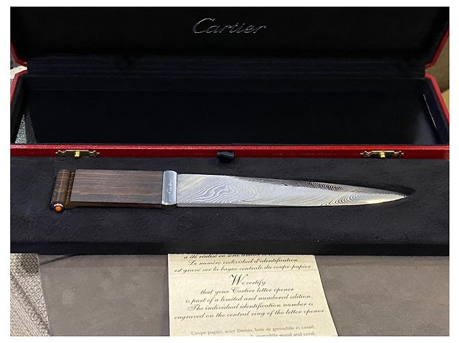 Cartier Couteau à lettres Édition Limitée Acier Damas Bois de Grenaille & Corail Métallisé - vue 8