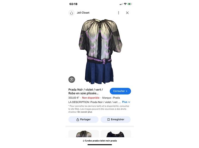 Prada Abito in seta plissettata multicolor nero / viola / verde / blu navy Multicolore - vista 8