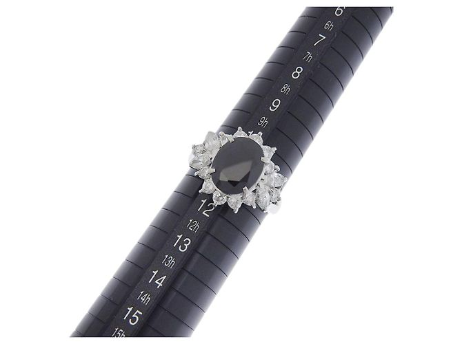 Autre Marque Antikes Design Platinring Pt850 mit Saphir von 3,67 ct Blau - Ansicht 4