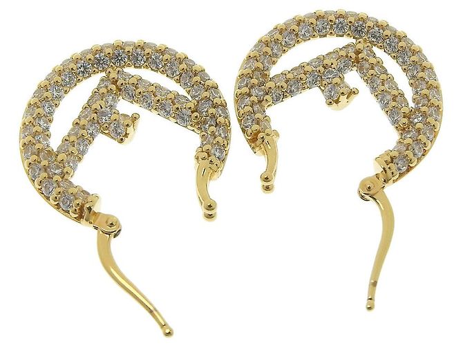 Orecchini a cerchio con logo FF di Fendi in strass 8AH301A44GF089U D'oro - vista 3