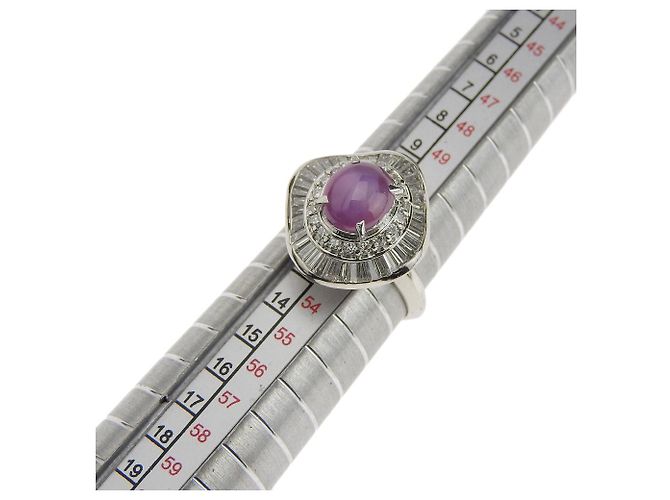 Autre Marque Bague en saphir étoilé violet platine PT900 3,39 ct Diamant 1,356 ct Taille 12 - vue 3
