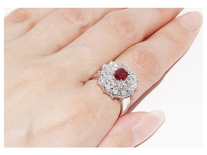 Autre Marque Pt900 Ruby 0.76ct Diamond 2.05ct Ring Size 12 - view 6