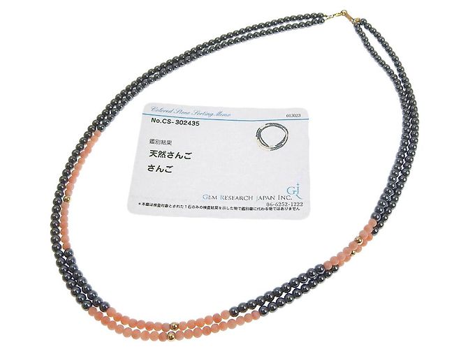 Autre Marque Collana a 2 fili in ematite corallo K18YG 40 cm D'oro - vista 4