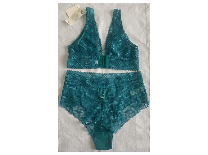 Autre Marque Conjunto de Sujetador Triangular y Braga de Cintura Alta Simone Pérèle Menta Verde - vista 10