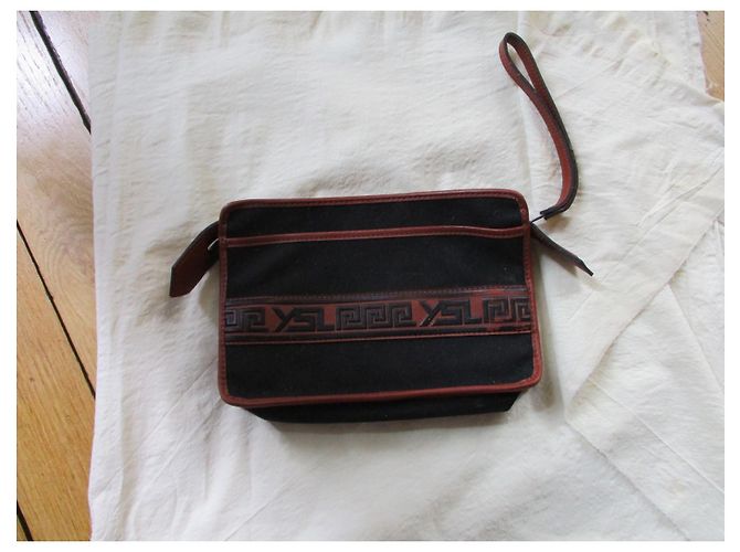 Yves Saint Laurent Pochette in tela nera Nero - vista 2