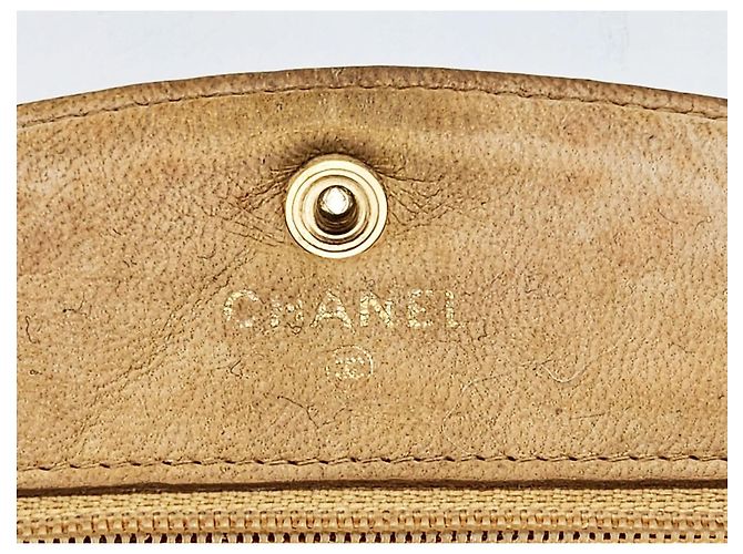 Wallet On Chain Bolsa de corrente em couro caviar Chanel Double CC com aba simples Bege - vista 13
