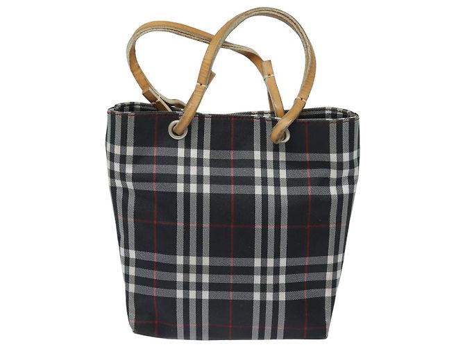 Borsa a mano in nylon nero con motivo Nova Check di BURBERRY Auth bs15673 - vista 13