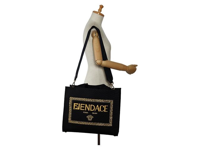 Fendi x Versace Fendace La Medusa Tragetasche Schwarz Gelb - Ansicht 10
