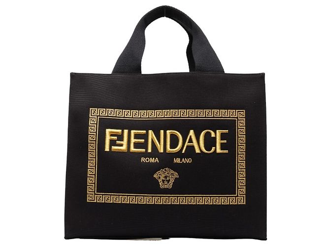 Fendi x Versace Fendace La Medusa Tragetasche Schwarz Gelb - Ansicht 2