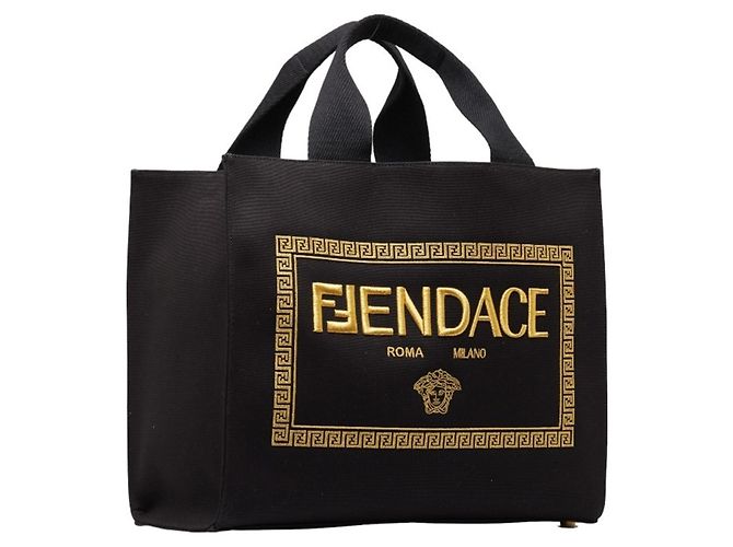 Fendi x Versace Fendace La Medusa Tragetasche Schwarz Gelb - Ansicht 3