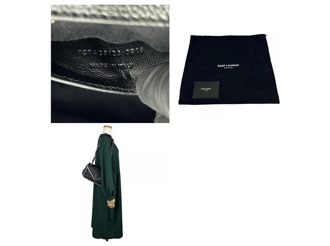 Borsa a spalla in pelle Saint Laurent Nero Crudo - vista 10
