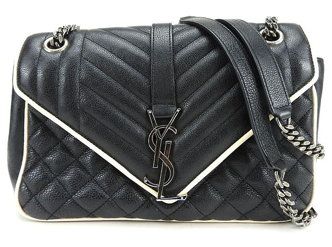 Borsa a spalla in pelle Saint Laurent Nero Crudo - vista 11
