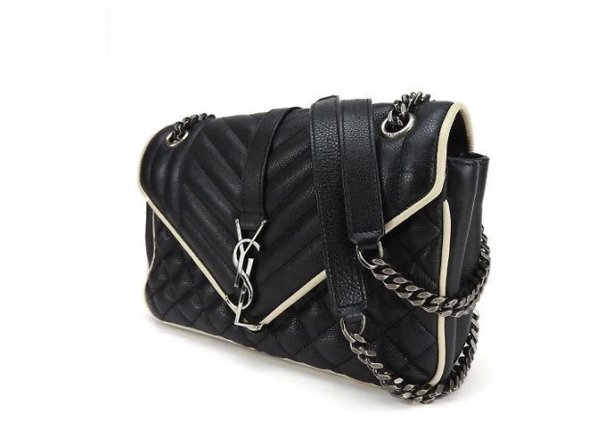 Borsa a spalla in pelle Saint Laurent Nero Crudo - vista 2