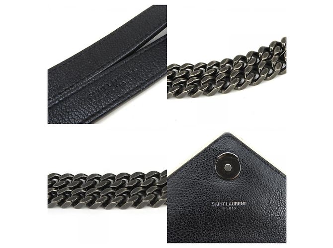 Borsa a spalla in pelle Saint Laurent Nero Crudo - vista 8