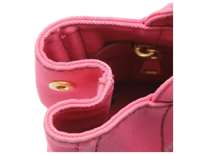 Tote Prada Canapa rosa Baumwoll-Canvas-Tasche Pink - Ansicht 12