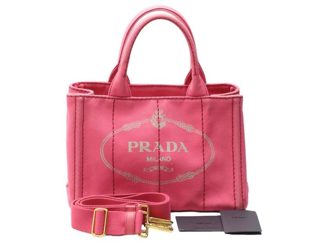 Tote Prada Canapa rosa Baumwoll-Canvas-Tasche Pink - Ansicht 20