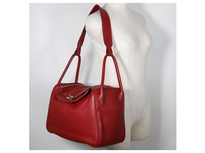 Hermès Borsa Hermes Lindy in pelle Taurillon Clemence rossa Rosso - vista 10
