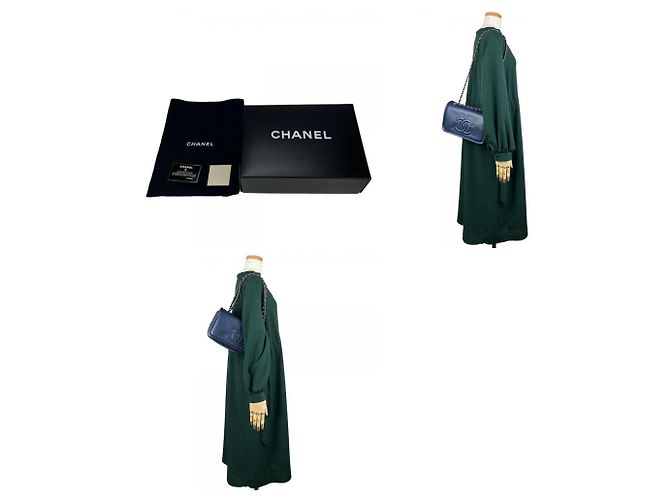 Borsa a spalla in pelle caviar trapuntata Chanel Blu navy - vista 10