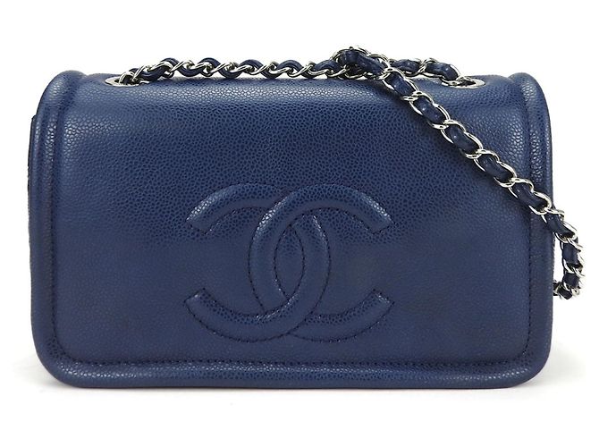 Borsa a spalla in pelle caviar trapuntata Chanel Blu navy - vista 11