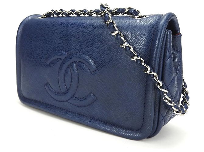 Borsa a spalla in pelle caviar trapuntata Chanel Blu navy - vista 2