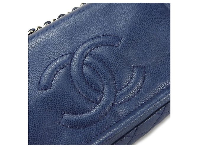 Borsa a spalla in pelle caviar trapuntata Chanel Blu navy - vista 5