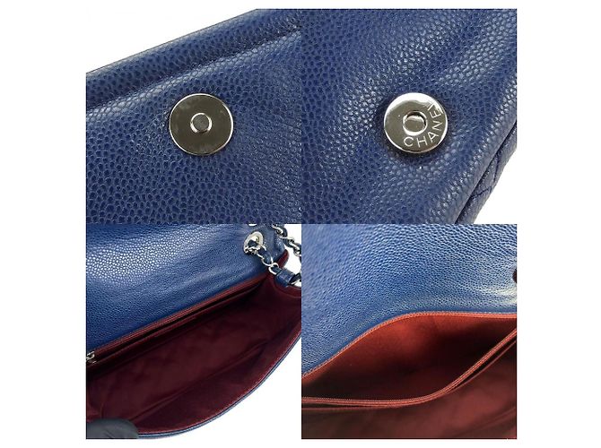 Borsa a spalla in pelle caviar trapuntata Chanel Blu navy - vista 8