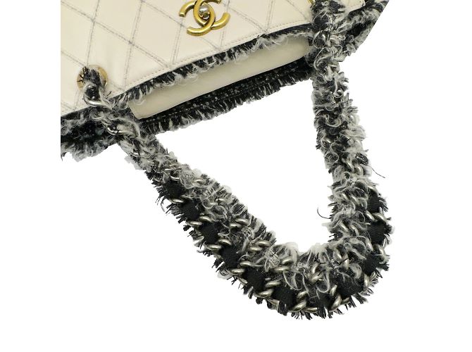 Borsa a catena matelassé Chanel Coco Mark Nero Beige - vista 10