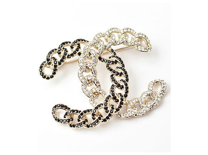 Spilla in strass nera e dorata di Chanel D'oro - vista 2