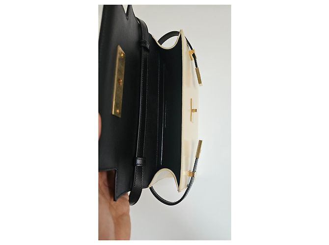 Saint Laurent Manhattan Small Beige Leather Handbag - view 4