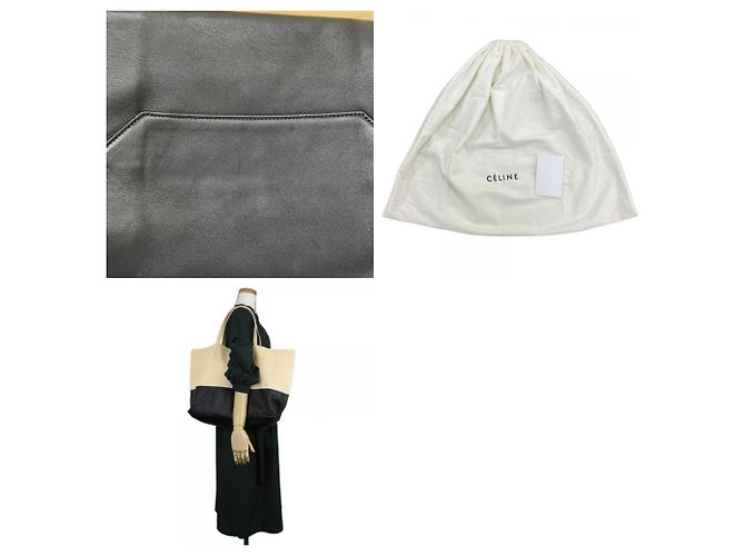 Cabas Céline Borsa tote orizzontale Celine Nero Beige - vista 10