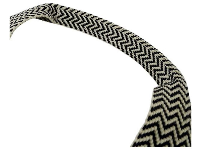 Hermès Cannes MM Canvas Tote-Handtasche Schwarz Weiß - Ansicht 11