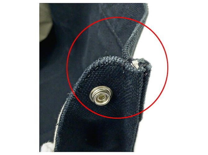 Hermès Cannes MM Canvas Tote-Handtasche Schwarz Weiß - Ansicht 12